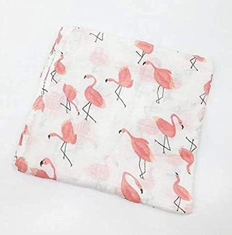 BAMBOO Muslin Swaddle deke -1 Pack Flamingo Print Baby Swaddle Wrap za dječaka i dar za tuširanje