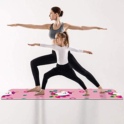 Jednorog uzorak sa cvećem Pink Thick Non Slip Vježba & amp; fitnes 1/4 yoga mat za Yoga Pilates & amp; podna fitnes Vježba