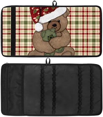 GUEROTKR pernica, torbica za olovke, torbica za olovke, torbica za olovke, mala torbica za olovke, životinjski crveni karirani medvjed Vintage Božić