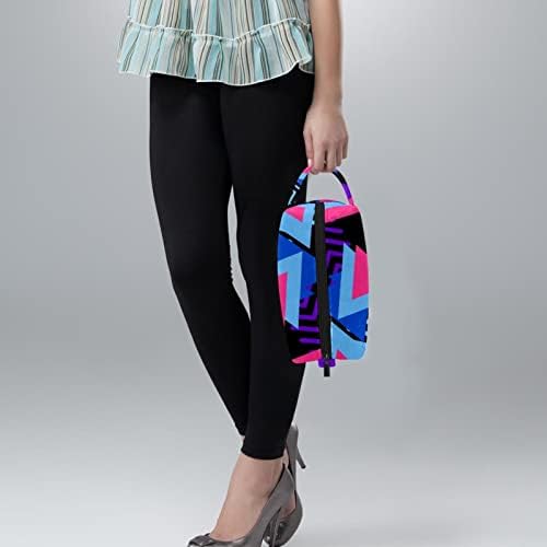 Kozmetičke vrećice za žene, torbe torbice za šminku organizator za skladištenje šminke za makeupe Girls, ljubičasti trokut geometrijski uzorak moda