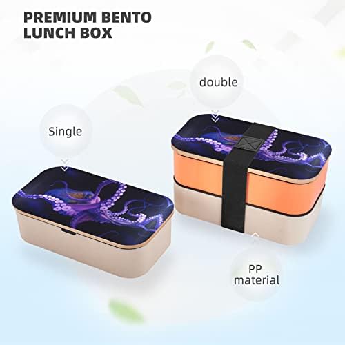 Moliae Ljubičasta hobotnica Print Premium Bento kutija za ručak, japanska kutija za ručak, kutija za ručak za odrasle sa setom za jelo, za odrasle, tinejdžere