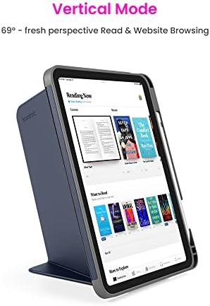 TomToc iPad Case Vertical Tri-mode Case kompatibilan sa 10,9 inčnim novim iPad 10 2022, zaštitnom iPad futrolom sa iPad olovkom za olovku, magnetski kickstand za 3 korištenja, plave boje