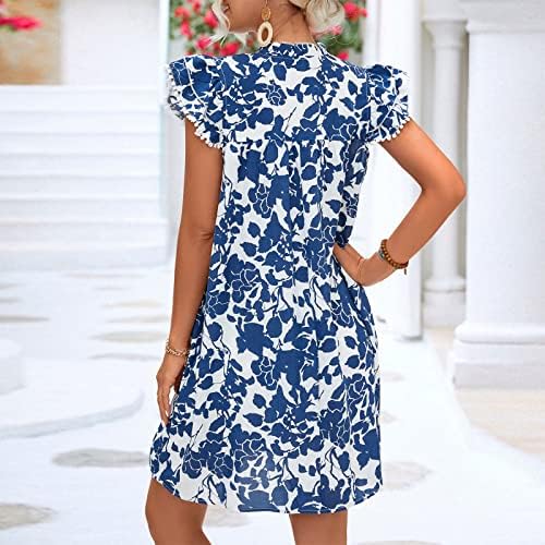 NOKMOPO proljetne haljine za žene 2023. povremeni modni stil tiskani casual vrat duga haljina