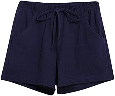 Trčevi kratke hlače Žene Ljeto Stretchy gamaše i elastične kratke ženske hlače Čvrsto posteljina pamučna džepa struka labave hlače