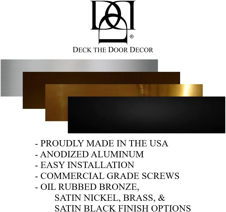 DECK DECOR DEKOR | Ploča za vrata - anodizirani aluminijum - vijak - saten crni, satenski nikl, sjajni mesing i ulje trljanje brončana završna obrada - mnogo veličina