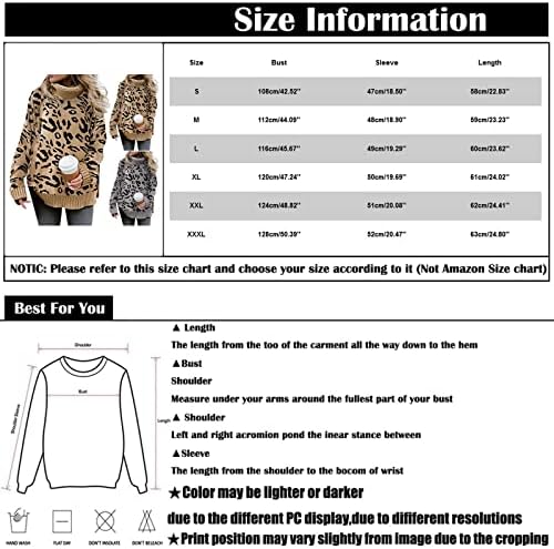 UODSVP Ženski pulover Dukseri labavi fit leopard Ispiši džempere u boji Blok pletene džemper džemperi