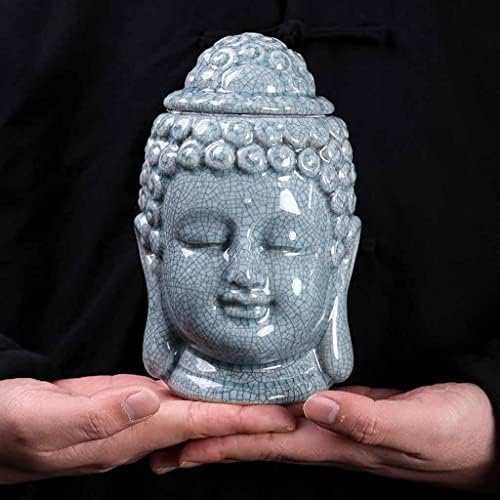 Jemmco zapečaćena tegla keramička Kreativna posuda za čaj Buddha Head, posuda za čuvanje čaja statue
