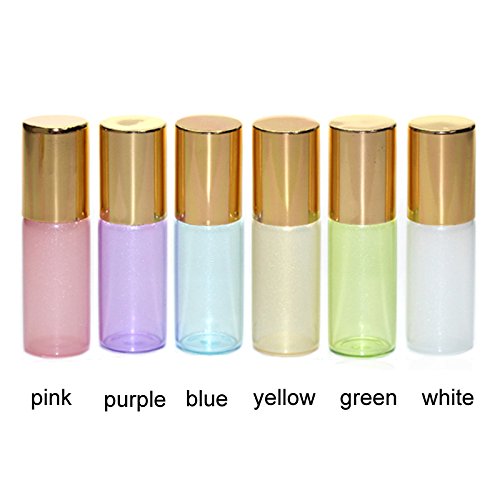 12pcs 5ml biserne boje staklene valjke boce boce boce bočice sa kuglicama od nehrđajućeg čelika i zlatnom kapom za esencijalno ulje parfemi tečna aromaterapija + 1pc 3ml besplatni kapper, plavi
