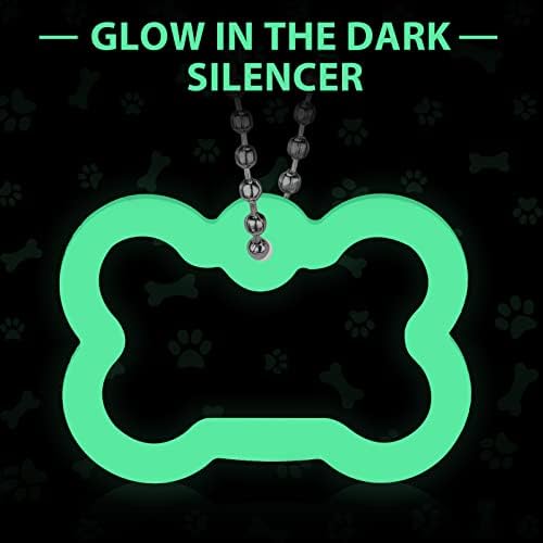 Coume 20 pakovanja silikonskih oznaka za pse prigušivač svijetli u tamnom prigušivaču za kućne ljubimce fluorescentni prigušivači identifikacijske oznake psa za tihu bučnu oznaku imena psa za kućne ljubimce