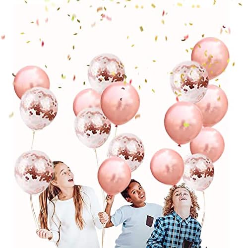 13 rođendanskih ukrasa za djevojčice Rose Gold Party Dekoracije ružičaste za žene Para Fiestas, sretan rođendan baner, ružine zlatne konfete i bijele balone, balon za foliju za rođendanske potrepštine za djevojčice