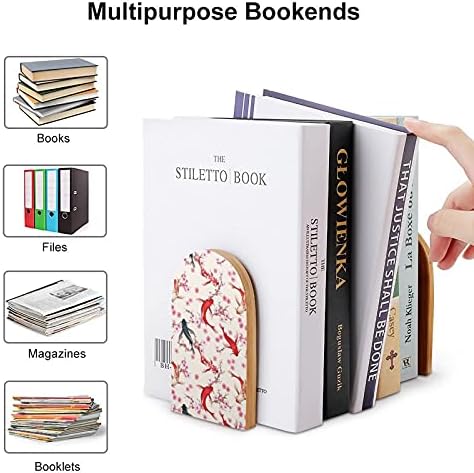 Japanski Koi riba Cherry Blossoms završava Knjige za police drveni držač za knjige za teške knjige razdjelnik moderni dekorativni 1 par