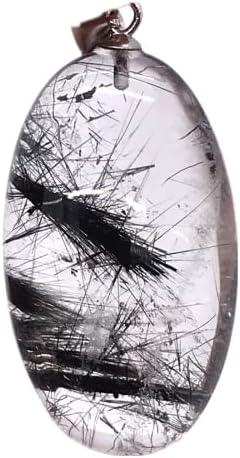 Prirodni crni rutilirani kvarcni privjesak nakit crni rutilirani kristalni kamen za žene Muškarci zacjeljivanje poklona 28x16x9mm perle srebrne dragulje Aaaaa