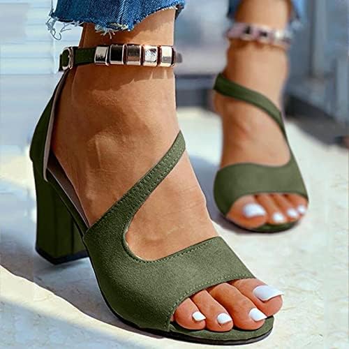 Aniywn ženske elegantne sandale s niskim blokom četvrtastih potpetica ljetne sandale s otvorenim remenom za gležanj sandale sa pumpom