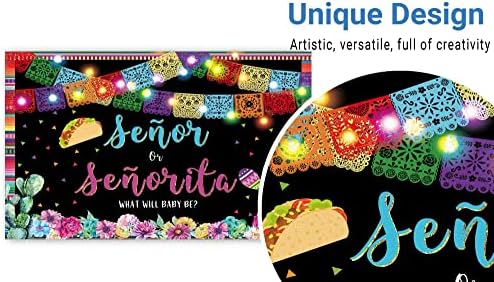 Funnytree Fiesta Spol otkriva pozadinu Meksiko on ili ona Señor ili Señorita dječak ili djevojčica Baby Shower Party Banner dekoracija fotografija pozadina Photobooth Supplies Prop favorizira poklone
