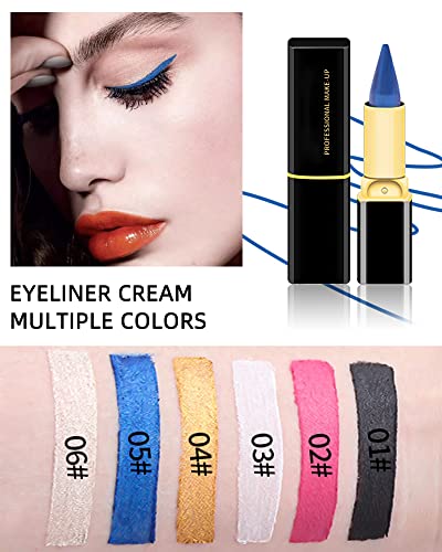 3kom Gel eye Liners za žene, zlatna / plava/Srebrna olovka za oči, brza suha krema olovka za oči, vodootporna