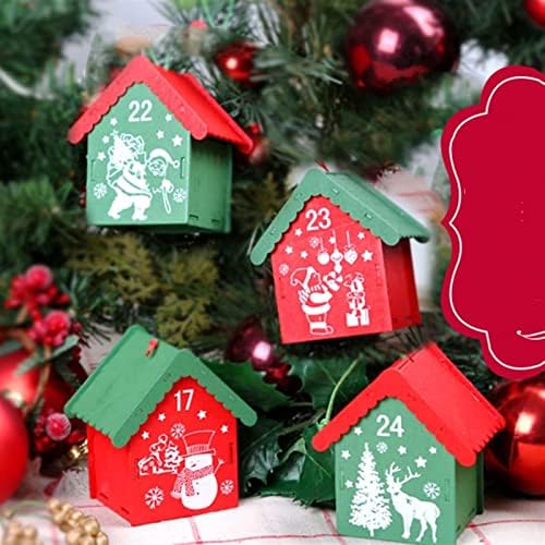 Drveni Božić Advent Kalendar odbrojavanje do Božić odmor ukras za kućni stol ured prodavnica Ulazna vrata 24 ladice za pohranu