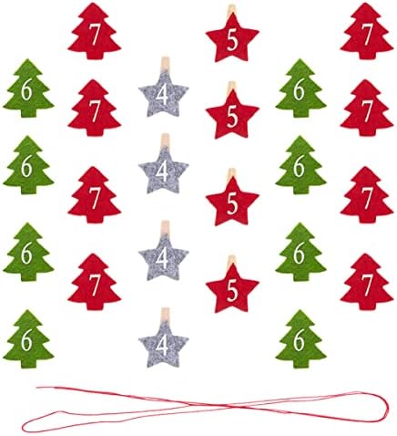 Cabilock 96 kom slike zalihe Clip torbe prikaz držač Mini klipovi lanci dekoracija oznake poklon DIY kalendari viseći vijenac Exquisite Star Božić Advent kartica odbrojavanje štipaljke