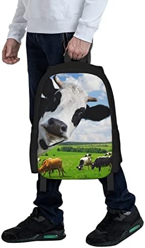 Uiacom Cow školska ruksaka krava na travnjaku Plava neba Bookbag za tinejdžerske dječake Dječje djevojke, velika 17 inčna elementarna juniorska visoka univerzitetska školska torba, otporni na vodu