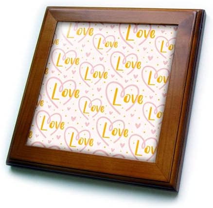 3drose Pink Love Hearts and Words Framedred Tiles