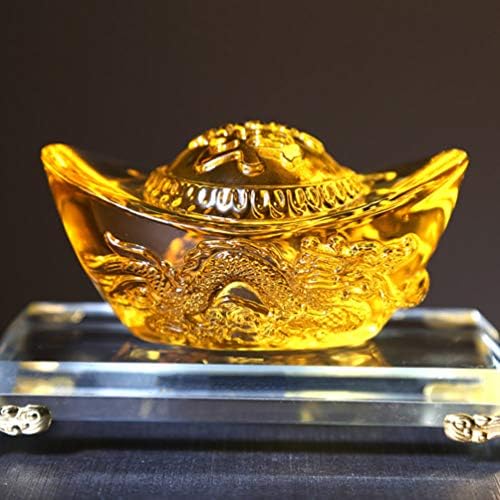 Kisangel Crystal Gold Ingot Yuan Bao Kineski fengshui bogatstvo Ingoti bogatstvo rekurica ukras 10cm