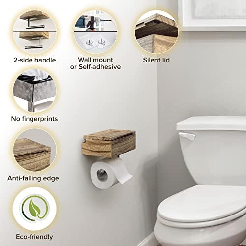 Držač toaletnog papira s policama - Jedan i jedini dekor - samoljepljivi toaletni papir sa dispenzerom mokrog maramica - WC papir zidni nosač - WC papir Držač za rolanje - sve na svom mjestu!