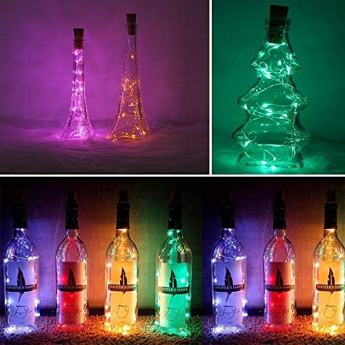 Žičana svjetla za flašu vina sa plutom, 18 pakovanja 20 LED 2M Mini Srebrna bakrena žica Fairy Lights Fit DIY Party stol za vjenčanje središnji dijelovi dekora
