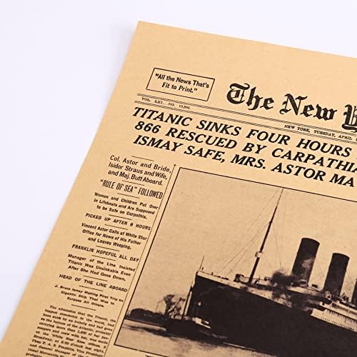 Vintage Titanic Poster 20 x 14 Neuramljen New York Times Titanic katastrofa 1912 istorija prednji list stranica