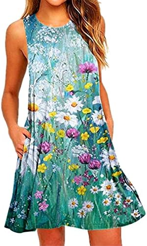 Ethia Women Plus Veličina Haljina cvijeća Prevelika prevelika Camisole O izrez Plaža Haljine Ležerne
