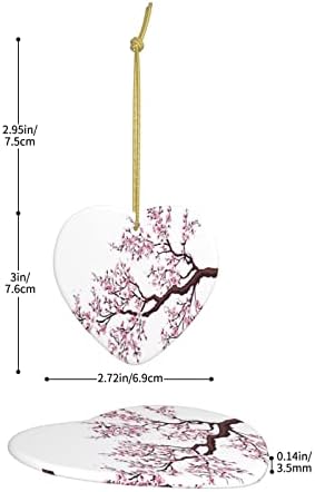 Cvjetovi trešnje Tree Božićni keramički privjesak za srce, 2022. Popularni porodični privjesak