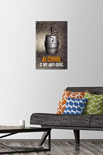 Alkohol - zidni poster protiv droge sa push igle