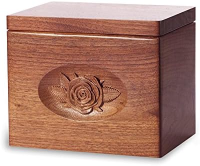 Avon Coffin Works i URNS kremacija urn - Standardni hrast drveta sa crnim orahom - ruža - rezbarenje