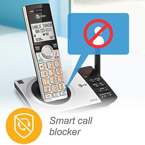 AT & amp;T CL82507 DECT 6.0 Bežični telefon sa 5 slušalica za dom sa telefonskom sekretaricom, blokiranje poziva, ID pozivaoca spiker, interfon i veliki domet, srebro