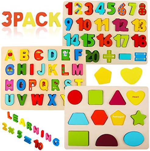 Drvene slagalice za malu djecu, Voamuw slagalica za učenje oblika abecede za djecu od 3 4 5 godina, Montessori