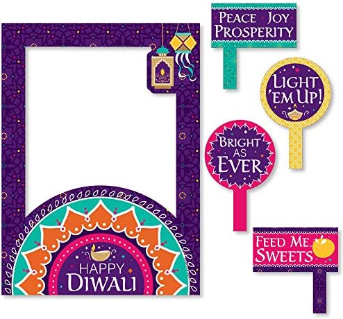 Velika tačka sreće Happy Diwali-Festival svjetla Party Selfie Photo Booth okvir za slike i rekvizite-štampano na čvrstom materijalu