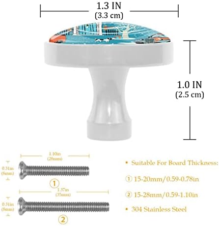 Lagerery dugmad za fioke za dečake zimska plava dugmad za Komode kristalno staklo dugmad za ormare 4kom okrugla dugmad za štampanje rasadnik dekorativna dugmad višebojna 1. 3x1. 0 in