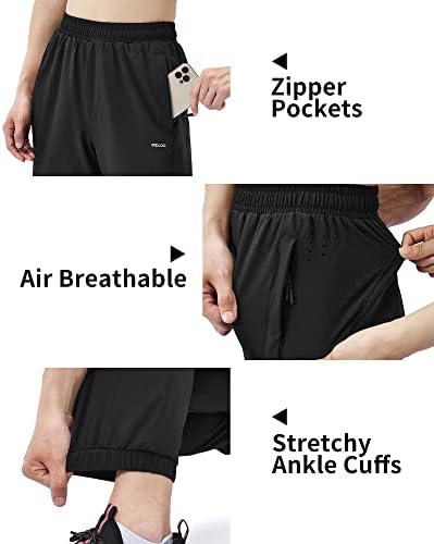 Mello Ženske jogger hlače sa džepovima sa patentnim zatvaračem - track-track trake Brzo suho lagano - atletska konusna casual pantalone