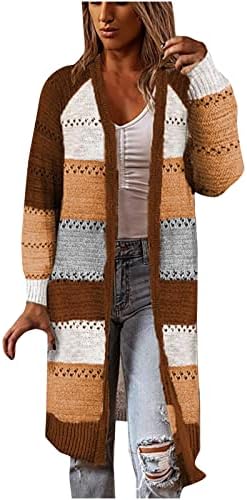 Ženski dugi kardigan džemper kaput modni bolorblok dugih rukava pletiva otvorena prednja košulja na