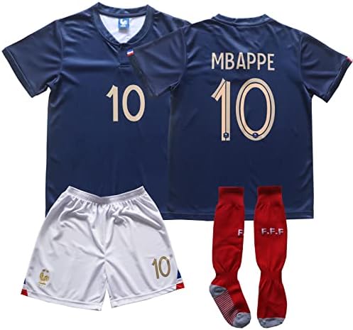 Orgbrain 2022/2023 Francuska Početna # 10 Mbappe Football Soccer Kids dres Shorts Socks Postavite veličine mladih