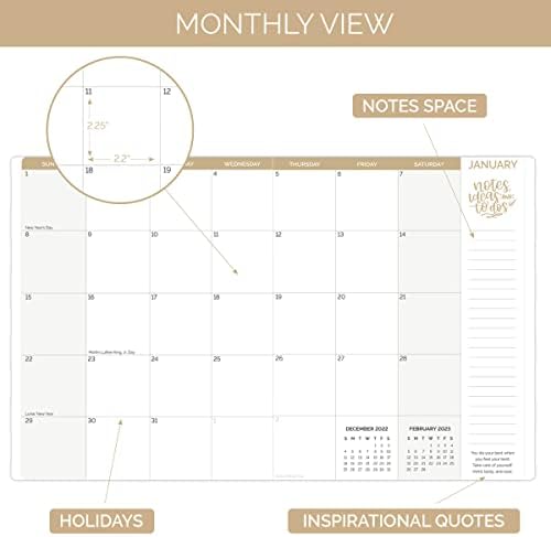 Bloom Daily Planeri 2023 Mjesečni kalendar planera - Veliki 9 x 12 Organizator programa -