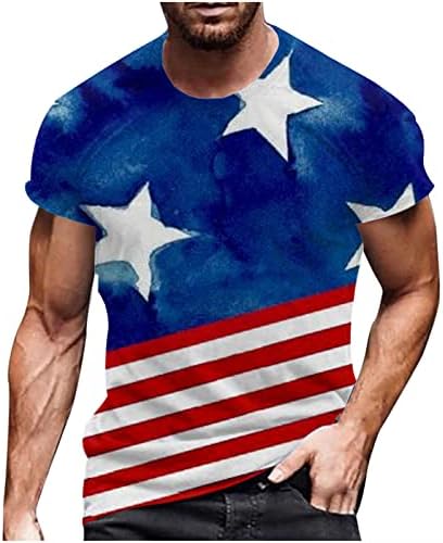 LCEPCY MENS 4. jula majica Američka zastava tiskana posada vrata kratkih rukava TEES Workout Atletska
