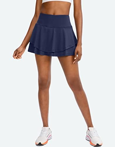 Nasleđena teniska suknja za žene sa šorctima 4 džepova Visoka struka Ženska vježbanje trčanje atletske golf skrots suknje za žene