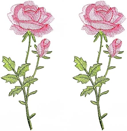 Rareeasy Patch set 2 kom. Prekrasne ruže ružičaste vezene šive na patch torba za odjeću Majica