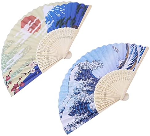Luxshiny Vintage Decor Dance Ručni ventilator 2pcs Ručno preklopna ventilator japanskog stila svilena sklopiva
