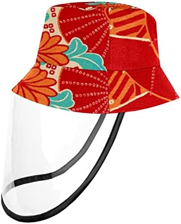 Zaštitni šešir za odrasle sa štitnikom za lice, ribarsku šeširu protiv sunčeve kape, japanski crveni krizanhemum