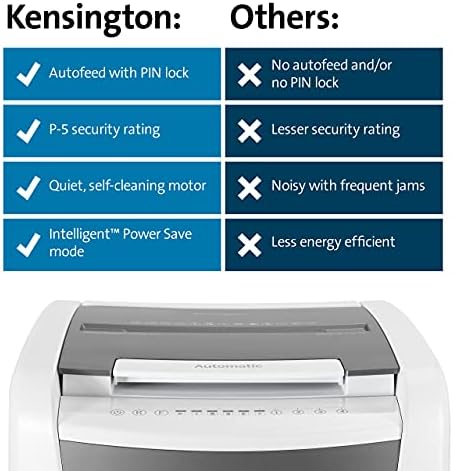 Kensington Shredder - Novi OfficeAssist 600 listova Auto-Feed Micro Cut Anti-Jam Heavy Duty Shredder sa kapacitetom otpada od 29 galona, komorom za zaključavanje i 4 kotačića