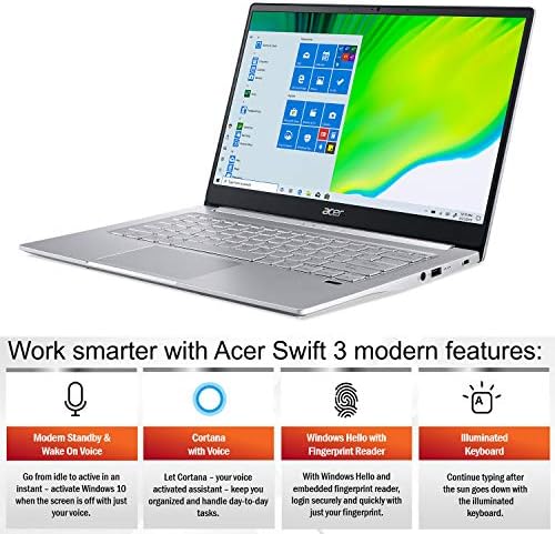 Acer Swift 3 tanak & Svjetlo Laptop, 14 Full HD IPS, AMD Ryzen 5 4500U hexa-Core procesor sa Radeon grafikom, 8GB LPDDR4, 256GB NVMe SSD, WiFi 6, pozadinskim osvjetljenjem tastatura, čitač otiska prsta, SF314-42-R7LH