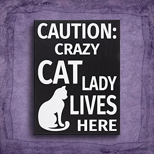 JennyGems Crazy Cat Lady živi ovdje drveni znak, smiješne oznake za mačke, pokloni za mačke mame, dekor polica i vješanje na zid, napravljeno u SAD
