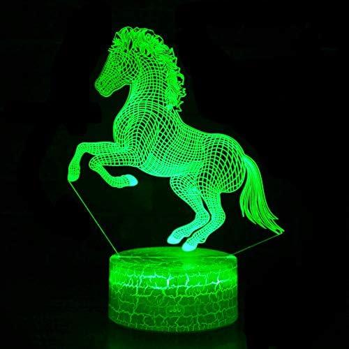 Jinnwell 3d konjska životinja noćna lampa iluzija 7 promjena boje dodirni stol za presvlačenje Stolne