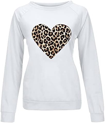 Košulje s dugim rukavima za žene, Žene Ležerne modne leopard Print Love Hisless Plus Plus Duks s dugim