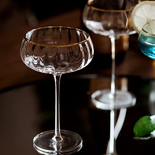 Lysenn Vintage kupe naočare Set 4-ruka vazduh zlato Rim martini naočare-za svoj sljedeći koktel & Champagne